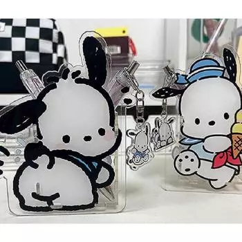 Sanrio Pochacco прозрачная акриловая подставка для карандашей и футляр для шариковой ручки, набор из 2 предметов 10 см, ягодицы + мороженое