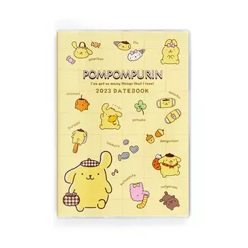 Sanrio Sanrio Notebook 2023 Ежедневник Ежемесячный Размер B6 Pompompurin Purin PURIN Расписание Наклейка Начинается в октябре 2022 Отображает все Rokuyo Moon Age Girl жёлтый