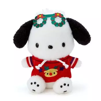 Sanrio (САНРИО) Плюшевая игрушка Sanrio Pochacco Pochacco, Рождественский свитер, дизайн серии, персонаж, 14,5 x 12 x 17,1 см 710822 SANRIO