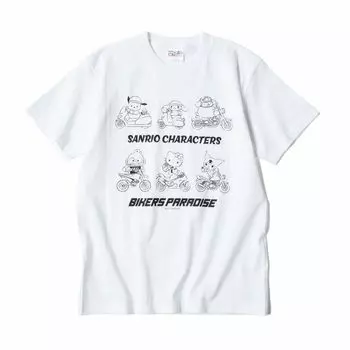 Sanrio Sanrio Sanrio x Bikers Paradise узор по всей поверхности Hello Kitty Cinnamoroll Kuromi Pompompurin Pochacco Hangyodon Унисекс Круглый год Автомобиль Велосипед белый