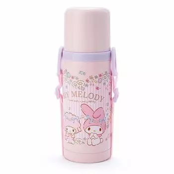 Sanrio Sanrio Water Bottle 380ml Direct Drinking One Touch Cup Included 2WAY Stainless Steel Bottle My Melody Insulation with Shoulder Strap Girls