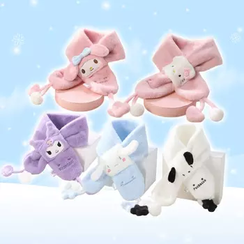 Sanrio Шарф глушитель зимний мех норка утеплитель для шеи Cinnamoroll My Melody Kuromi Fur Cinnamoroll