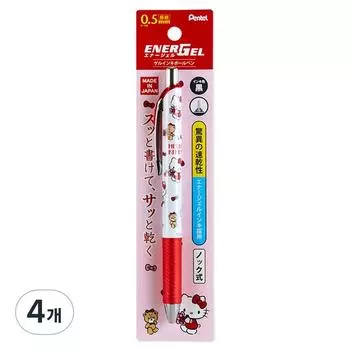 Sanrio Шариковая ручка Hello Kitty Pentel Energel 0,5 мм, разные цвета, 4 шт.