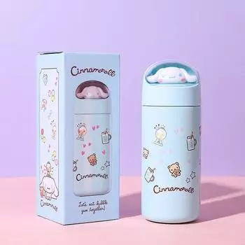 Sanrio Стакан для воды, термоизоляционный, нержавеющая сталь, 350 мл, космический стакан-циннаморолл, 1 шт., популярный персонаж в Корее