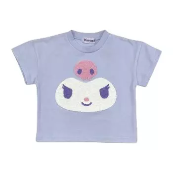 [Sanrio] T-shirt Black Misara Embroidery Baby Purple
