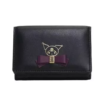 Sanrio Wallet Trifold Wallet Genuine Leather My Melody Kuromi 12191 [Sanrio] Women s (Kuromi Black)