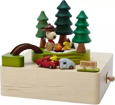 Sanrio Wooden Music Box Snoopy Camp H 9126 Beige 721425