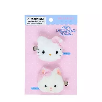 Sanrio Yoshitoku Retro Plush Collection Hair Clip Set Hello Kitty 530549