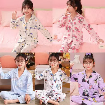 Sanrio Зимняя пижама с длинными рукавами, детская пижама, домашняя одежда для подростков, комплект верхней и нижней одежды My Melody size10