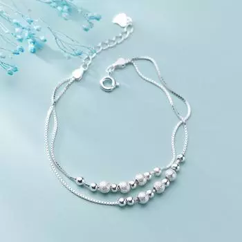 Sansheng Sanshi новый двухслойный браслет с круглыми бусинами Ins маленький дизайн будуарный серебряный браслет для девочек Qixi подарок для подруги Adjustable size