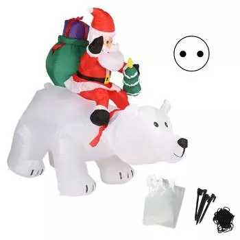 Санта-Белый медведь украшение полиэстер светодиодный светящийся рождественский надувной игрушка для садовой вечеринки в Великобритании