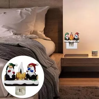 Santa Campfire Flickering Nightlight Christmas Gnome LED Nightlight 3D Santa Marshmallow Flameless Candle