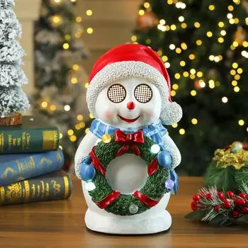 Santa Christmas Snowman Elk Music Box Led Lighted Figurine For Decor Festive Snowman