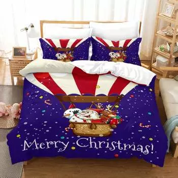 Santa Claus 3D Digital Printing Quilt Set Three-Piece Set GB-Single135cm200cm 2pcs