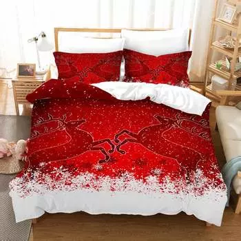Santa Claus 3D Digital Printing Quilt Set Three-Piece Set GB-Single135cm200cm 2pcs