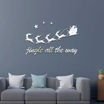 Santa Claus Acrylic Three-dimensional Wall Sticker 3D Children s Bedroom Room Decoration Self-Adhesive Creative Wall Sticker JM415-silver