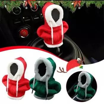 Santa Claus Car Gear Shift Knob Hoodie Manual Handle Speed Lever Change Sweatshirt Cover Car Gearshift Knob Cover Car Christmas красный