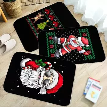 Santa Claus Christmas Area Rug Carpet Funny Style Doormat Living Room Indoor Outdoor Mat Anti-Slip Kitchen Garden Decor Bathroom 40X60cm-16x24in