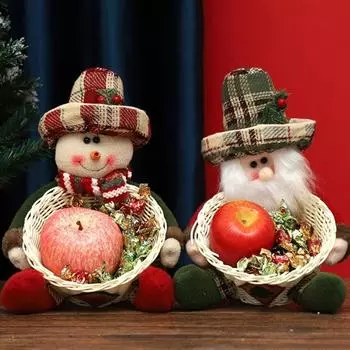 Santa Claus Christmas Candy Basket Multifunctional Large Capacity Candy Storage Bowl Cute Snowman Gift Container