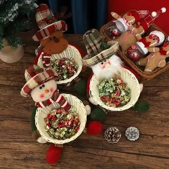 Santa Claus Christmas Candy Basket Snowman Large Capacity Candy Storage Bowl Multifunctional Cute Christmas Doll
