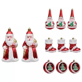 Santa Claus Christmas Tree Ornament Plastic DIY Crafts Painted Christmas Gifts Boxes Pendant Hanging Ornament New Year