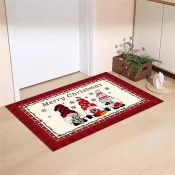 Santa Claus Crystal Velvet Carpet Christmas Home Decoration Kitchen Bedroom Floor Mat Indoor Outdoor Entrance Door Mat 40x60cm 16x24inch