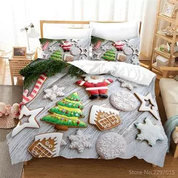 Santa Claus Forest Cabin Pattern 3d Bedding Set New Kids Cartoon Printed Duvet Cover Pillowcase Single Double Size Bedroom Decor 135x200cm
