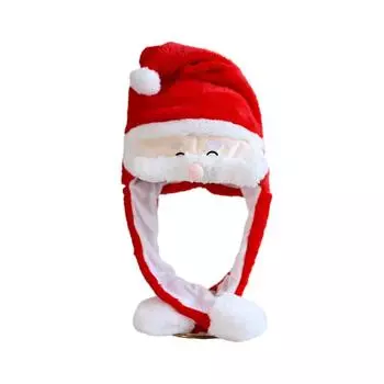 Santa Claus Hat With Moving Ears Christmas Festive Elk Snowman Headwear Kid Gift StyleA