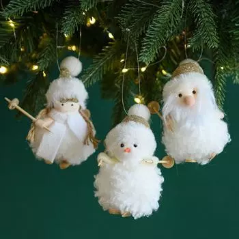 Santa Claus Plush Doll Pendant Elk Christmas Tree Pendant Christmas Plush Snowman Pendant New Year Style D