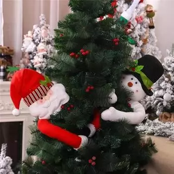 Santa Claus Plush Toys, Cute Snowman Doll for Christmas Tree Decorations, Hug Christmas Tree Doll for 2025 Xmas, New Year Decor
