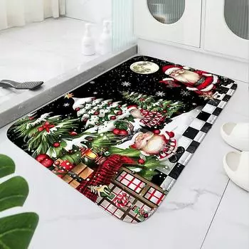 Santa Claus Printed Carpet - Non slip,Durable,Machine Washable Entrance Mat,Suitable for Home Decorative Floor Pads,Comfortable 400MMx600MM