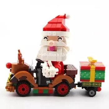 Santa Claus Reindeer Car Building Block Creative Expert Cartoon Santa Claus Model Brick Kits Toys for Children Xmas Gift No Box красный