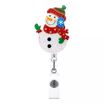 Santa Claus Retractable Badge Holder Acrylic ID Card Holder Christmas Badge Reel Doctor Student Style 17
