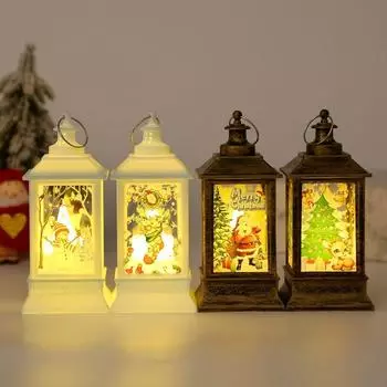 Santa Claus Snowman Glowing Christmas LED Light Portable Christmas Castle Xmas Tree Pendant Safety Cute Xmas Decor Party