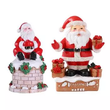 Santa Claus Statue Resin Sculpture Gift Ornament Decoration Christmas Figurine for Office Hallway Housewarming Indoor Desktop