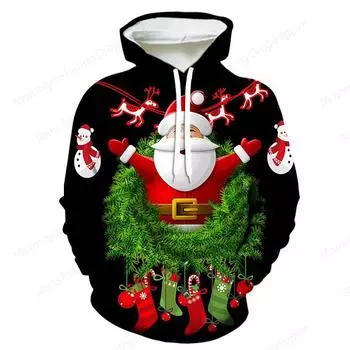 Santa Claus Sweatshirt Christmas Carnaval 3d Print Hoodie Men Women Fashion Hoodies Women Sweats Elk Coat Christmas Gift Hoodie S