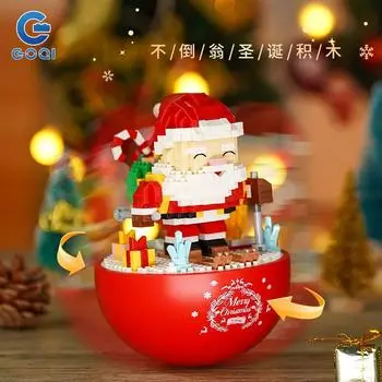 Santa Claus Tumbler Ornaments Model Assembling Gifts Wholesale Building Blocks Toys For Children красный