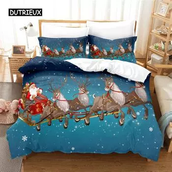 Santa Clause Sleigh Bedding Set Duvet Cover Set 3d Bedding Digital Printing Bed Linen Queen Size Bedding Set Fashion Design EU single(135x200cm)