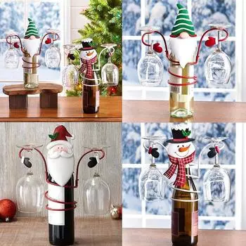 Санта держатель для бутылки вина 2024 рождественский Санта / гном винное украшение 8*8*14 см снеговик домашний Фес Z2B4 cuckold-1pcs