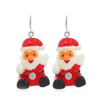 Santa Earrings, Fashion Personalized Christmas Series Santa Tree Pendant Ear Hook Earrings