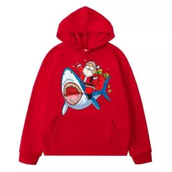 Санта едет на ките Толстовка с принтом из флиса y2k sudadera Рождественская аниме-толстовка Осенняя куртка-пуловер детская одежда для девочек 130 чёрный