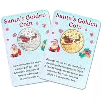 Santa Gold Coins Christmas Eve Boxes, with Message Card, Christmas Commemorative Coins New Year, Santa Claus Souvenir Coin 1pc белый