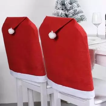 Santa Hat Chair Cover Red Non-woven Chair Back Cover Xmas Table Decoration Dining Chair Protector Christmas Party Supplies
