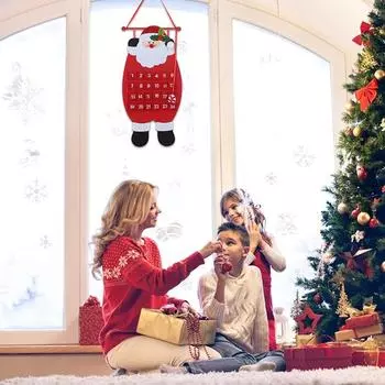 Санта-календарь Адвента Рождественский обратный отсчет Карманы Рождественские подвесные украшения Украшение коричневый