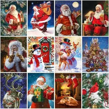 Санта-Клаус 5D алмазная живопись мультфильм полный круглый дрель снеговик картина из страз DIY мозаика Рождественский подарок домашний декор Full Round 20x30CM