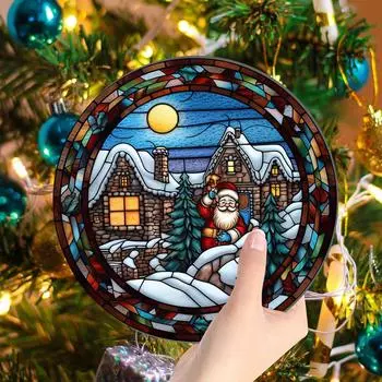 Санта-Клаус Акриловый Подвесной Окно Крыльцо Украшение Дома Двусторонний Узор Железная Цепь Список 1
