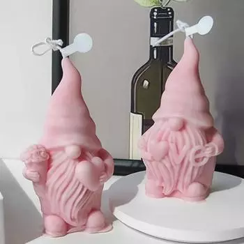 Санта-Клаус, держащий в руке свечу LOVE, силиконовая форма для изготовления гипсового гнома Love, домашний декор для рождественской вечеринки, подарки ручной работы C