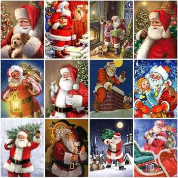 Санта-Клаус DIY 5D алмазная живопись полная круглая дрель Рождественская Алмазная вышивка крестиком мозаика наборы настенное искусство домашний декор Full Round 20x30CM