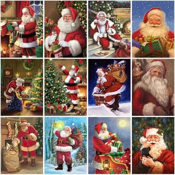 Санта-Клаус DIY 5D алмазная живопись полная круглая дрель мультфильм Алмазная вышивка крестиком мозаика наборы настенное искусство домашний декор Full Round 20x30CM