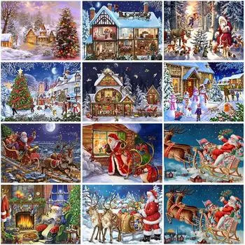 Санта-Клаус DIY 5D алмазная живопись полный круглый дрель мультфильм Алмазная вышивка наборы крестиков Рождественский подарок домашний декор Full Round 20x30CM